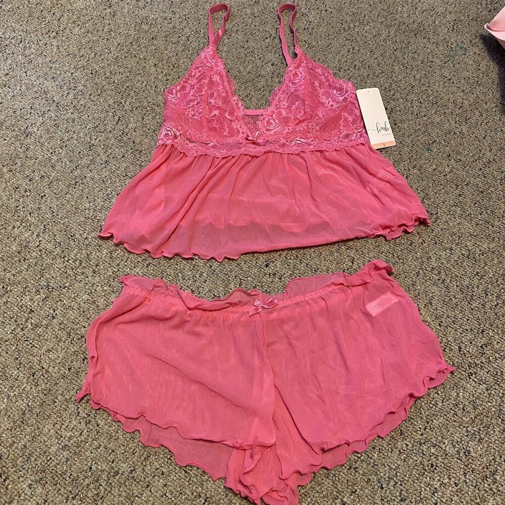 New HUSH INTIMATES Lessie Pink Babydoll Fairy Lace Tap Set Sexy WomenS Lingerie - Picture 3 of 11